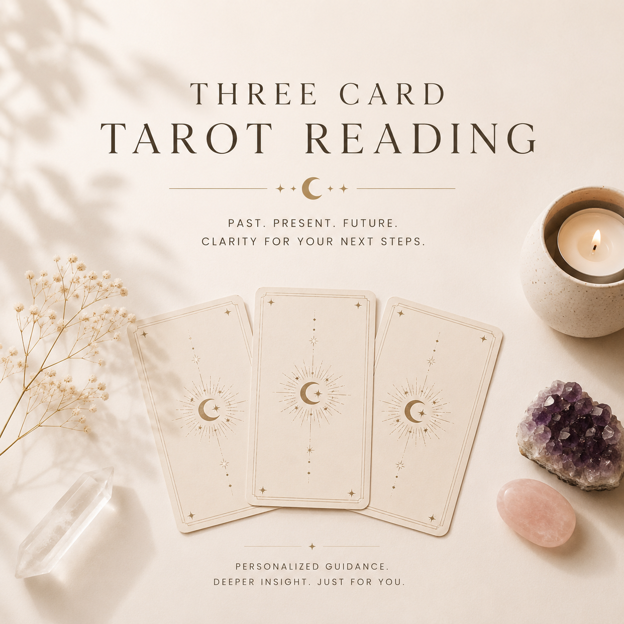 Three Card Tarot Reading | Personalized Past, Present & Future PDF Reading